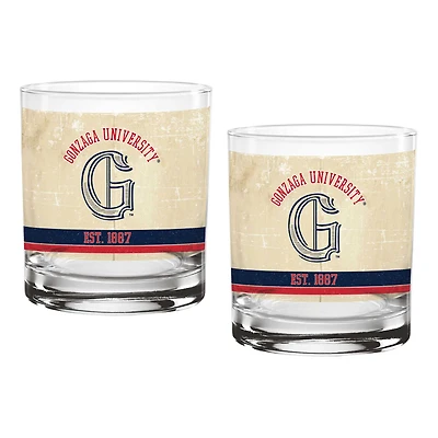 Ensemble de deux verres à vin vintage brun clair de 14 oz des Bulldogs de Gonzaga