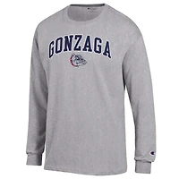 T-shirt à manches longues pour homme Champion Heather Grey Gonzaga Bulldogs Arch Over Logo