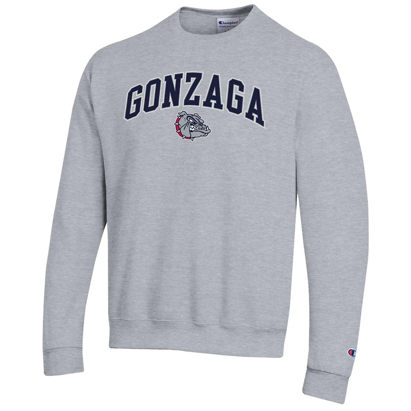 Men's Champion  Heather Gray Gonzaga Bulldogs Arch Over Logo Pullover Sweatshirt