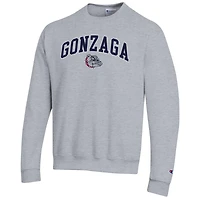 Men's Champion  Heather Gray Gonzaga Bulldogs Arch Over Logo Pullover Sweatshirt