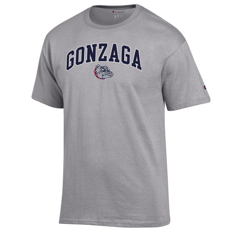 T-shirt Champion Heather Grey Gonzaga Bulldogs pour homme avec logo Arch Over