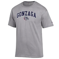 T-shirt Champion Heather Grey Gonzaga Bulldogs pour homme avec logo Arch Over