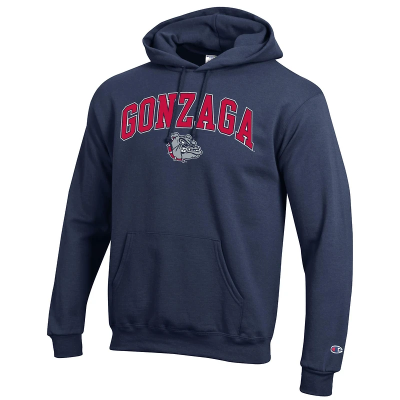 Men's Champion Navy Gonzaga Bulldogs Arched Logo Fleece Pullover Hoodie