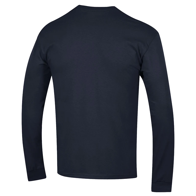 T-shirt à manches longues Champion Navy Gonzaga Bulldogs pour homme avec logo Arch Over et 2 coups