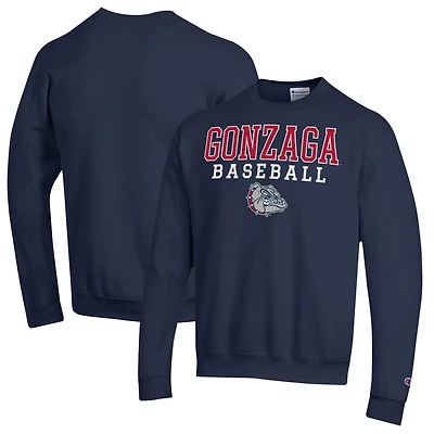 Men's Champion  Navy Gonzaga Bulldogs Stack Baseball Powerblend Pullover Sweatshirt