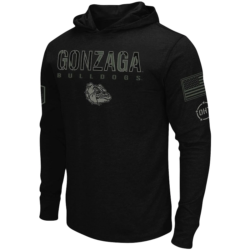 T-shirt à manches longues Colosseum Black Gonzaga Bulldogs OHT Military Appreciation pour homme