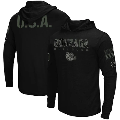 T-shirt à manches longues Colosseum Black Gonzaga Bulldogs OHT Military Appreciation pour homme