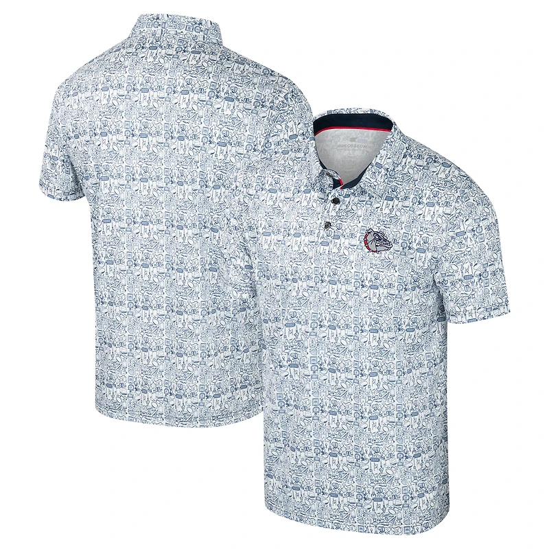 Bulldogs Gonzaga Colosseum Navy pour hommes Il est temps ! Polo imprimé sur toute la surface