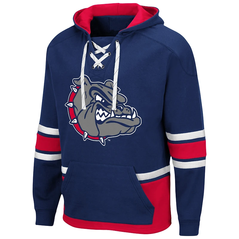 Men's Colosseum Navy Gonzaga Bulldogs Lace Up 3.0 Pullover Hoodie