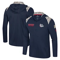 Men's Colosseum Navy Gonzaga Bulldogs OHT Military Appreciation Quarter-Zip Hoodie Jacket