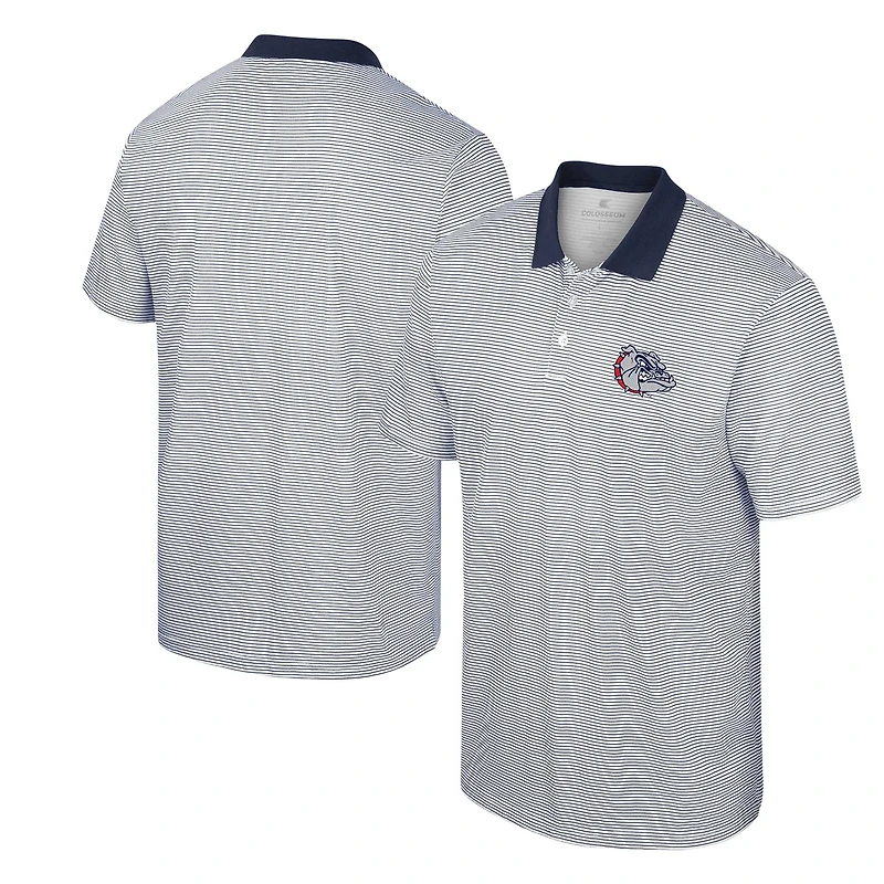 Men's Colosseum White/Navy Gonzaga Bulldogs Print Stripe Polo