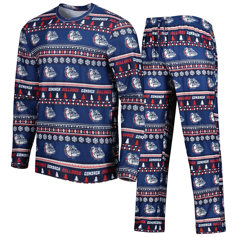 Men's Concepts Sport Navy Gonzaga Bulldogs Swivel Long Sleeve Top & Pants Sleep Set