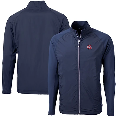 Men's Cutter & Buck Navy Gonzaga Bulldogs Adapt Eco Knit Hybrid Recycled Big Tall Full-Zip Jacket