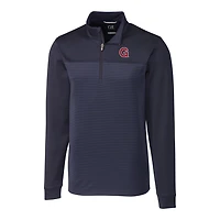 Pull-over zippé extensible à rayures transversales pour homme, bleu marine, de la collection Cutter & Buck des Bulldogs Gonzaga, taille grande et