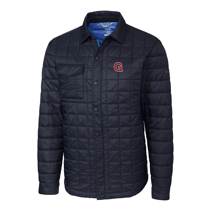 Men's Cutter & Buck Navy Gonzaga Bulldogs Rainier PrimaLoft Eco Insulated Quilted Button-Up Shacket