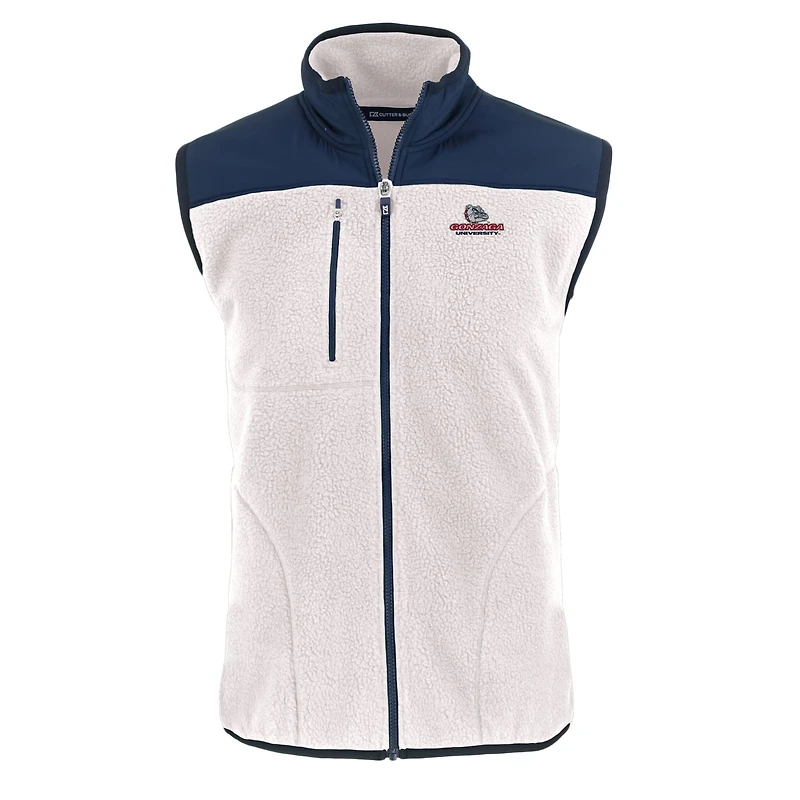 Men's Cutter & Buck Oatmeal Gonzaga Bulldogs Cascade Eco Sherpa Fleece Full-Zip Vest