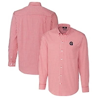 Men's Cutter & Buck Red Gonzaga Bulldogs Easy Care Stretch Gingham Long Sleeve Button-Down Shirt
