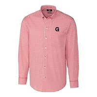 Men's Cutter & Buck Red Gonzaga Bulldogs Easy Care Stretch Gingham Long Sleeve Button-Down Shirt