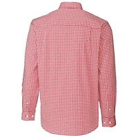 Chemise boutonnée à manches longues et extensible pour homme, style Bulldogs Gonzaga, Cutter & Buck, rouge, facile d'entretien