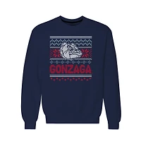Men's  Navy Gonzaga Bulldogs Holiday Fleece Crewneck Sweatshirt