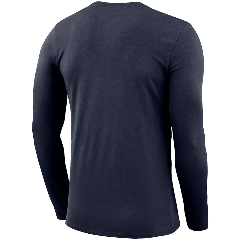 T-shirt de performance à manches longues Nike bleu marine Gonzaga Bulldogs Basketball Drop Legend pour homme