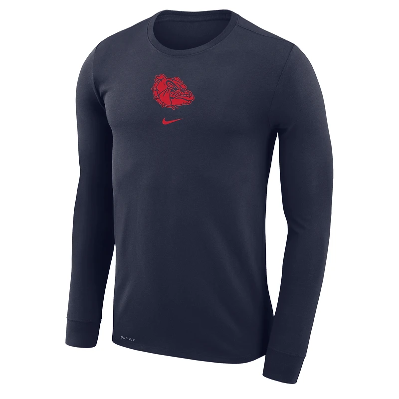 T-shirt à manches longues de basketball Nike Gonzaga Bulldogs bleu marine pour homme