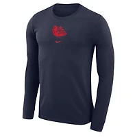 T-shirt à manches longues de basketball Nike Gonzaga Bulldogs bleu marine pour homme