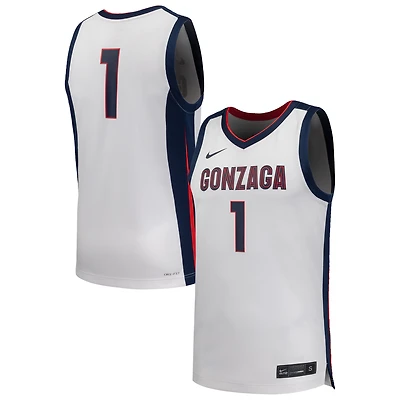Men's Nike #1 White Gonzaga Bulldogs Replica Basketball Jersey