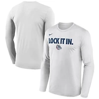 T-shirt à manches longues Nike blanc Gonzaga Bulldogs 2026 pour homme, porté sur le banc de touche.