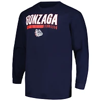 T-shirt à manches longues deux coups pour hommes Profile Navy Gonzaga Bulldogs Big & Tall
