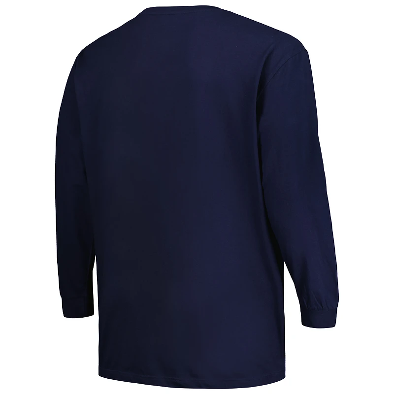 T-shirt à manches longues deux coups pour hommes Profile Navy Gonzaga Bulldogs Big & Tall