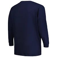 T-shirt à manches longues deux coups pour hommes Profile Navy Gonzaga Bulldogs Big & Tall