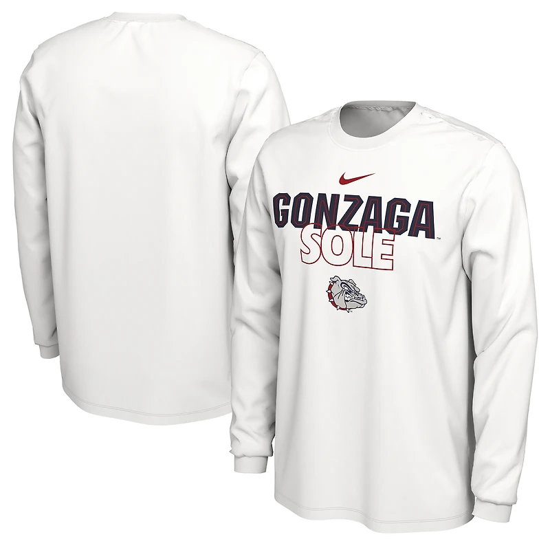 T-shirt à manches longues Nike Gonzaga Bulldogs 2023 On Court Bench blanc