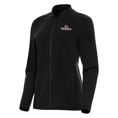 Women's Antigua Black Gonzaga Bulldogs Continual Full-Zip Jacket