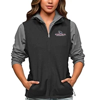 Women's Antigua Heather Black Gonzaga Bulldogs Course Full-Zip Vest