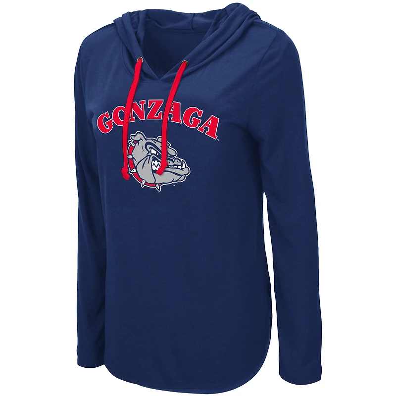 Women's Colosseum Navy Gonzaga Bulldogs My Lover Lightweight Hooded Long Sleeve T-Shirt