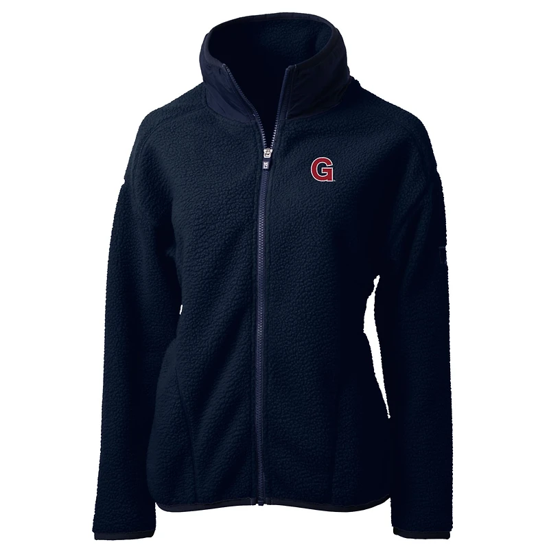 Veste polaire zippée intégrale Cutter & Buck Navy Gonzaga Bulldogs Cascade Eco Sherpa pour femme
