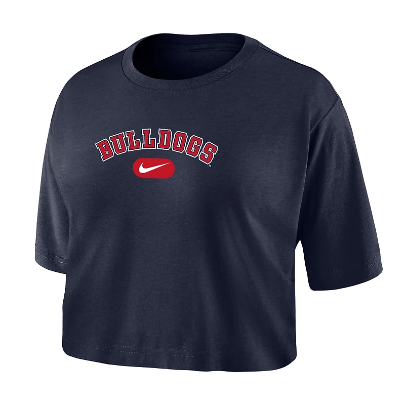 Women's Nike Navy Gonzaga Bulldogs Dri-FIT Cropped T-Shirt