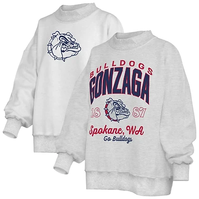 Women's Pressbox  Heather Gray Gonzaga Bulldogs Reversible Sweatshirt