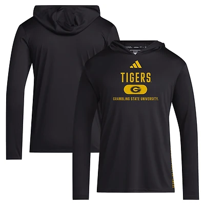 T-shirt à capuche et manches longues adidas Grambling Tigers 2024 Sideline pour homme noir