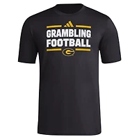 Men's adidas Black Grambling Tigers Locker Football Pre-Game AEROREADY T-Shirt