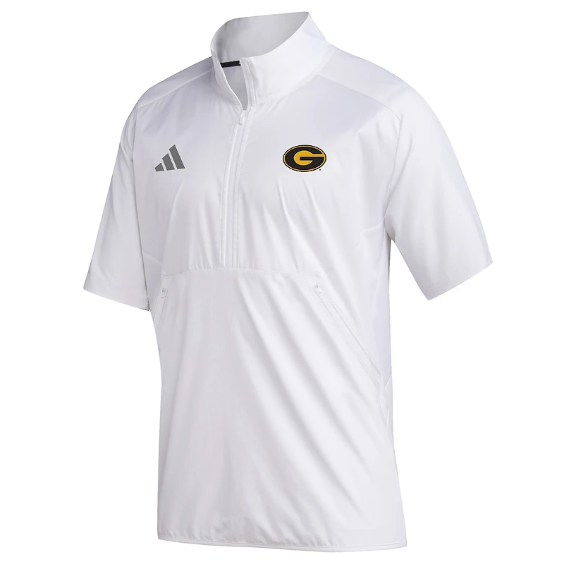 Pull-over à manches courtes et fermeture éclair quart de cercle adidas Grambling Tigers Sideline blanc pour homme