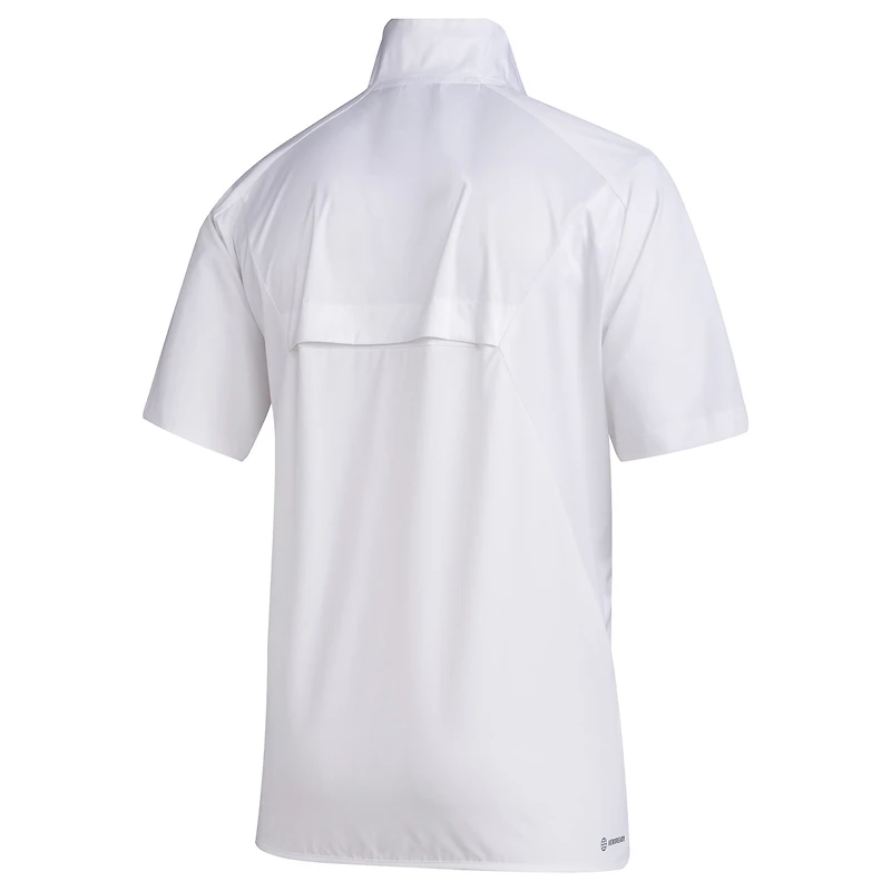 Pull-over à manches courtes et fermeture éclair quart de cercle adidas Grambling Tigers Sideline blanc pour homme