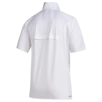 Pull-over à manches courtes et fermeture éclair quart de cercle adidas Grambling Tigers Sideline blanc pour homme