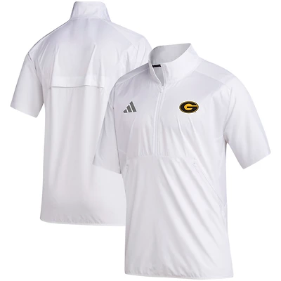 Men's adidas White Grambling Tigers Sideline Short Sleeve Quarter-Zip Pullover Top