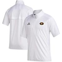 Men's adidas White Grambling Tigers Sideline Short Sleeve Quarter-Zip Pullover Top