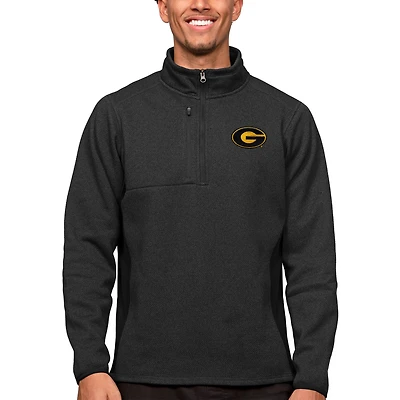 Pull-over à fermeture éclair quart de tour Antigua Heather Black Grambling Tigers pour homme