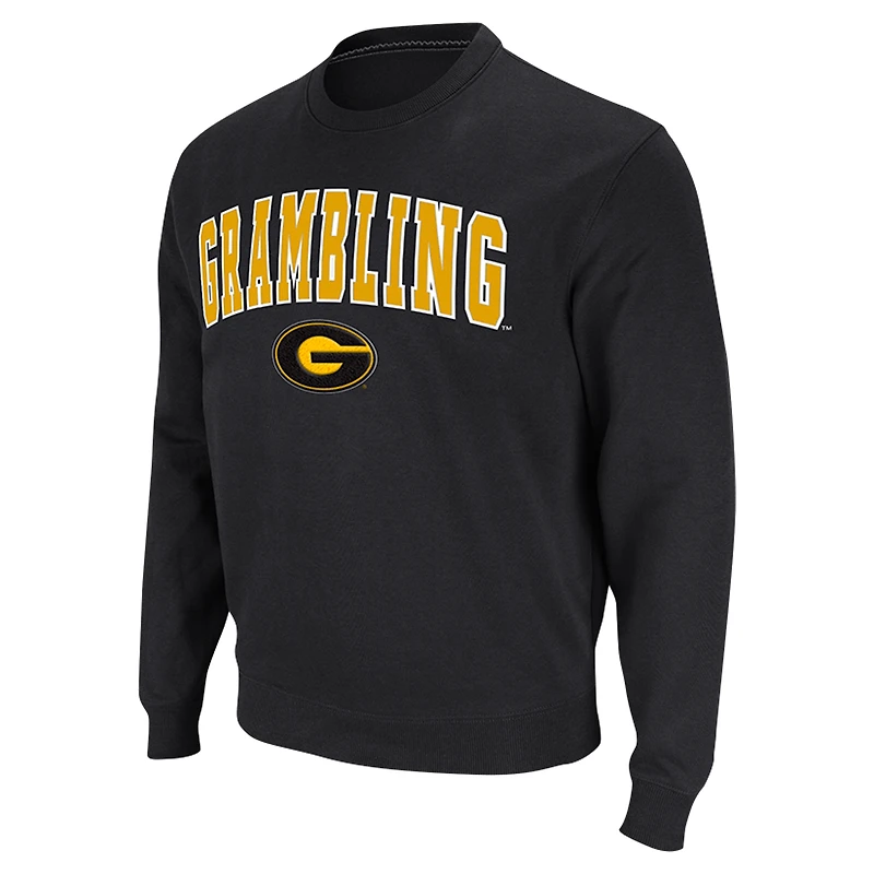 Men's Colosseum Black Grambling Tigers Arch & Logo Pullover Sweatshirt