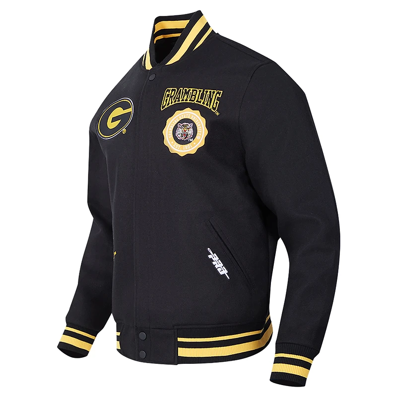 Veste entièrement zippée en laine Pro Standard pour hommes, noire, avec écusson des Grambling Tigers