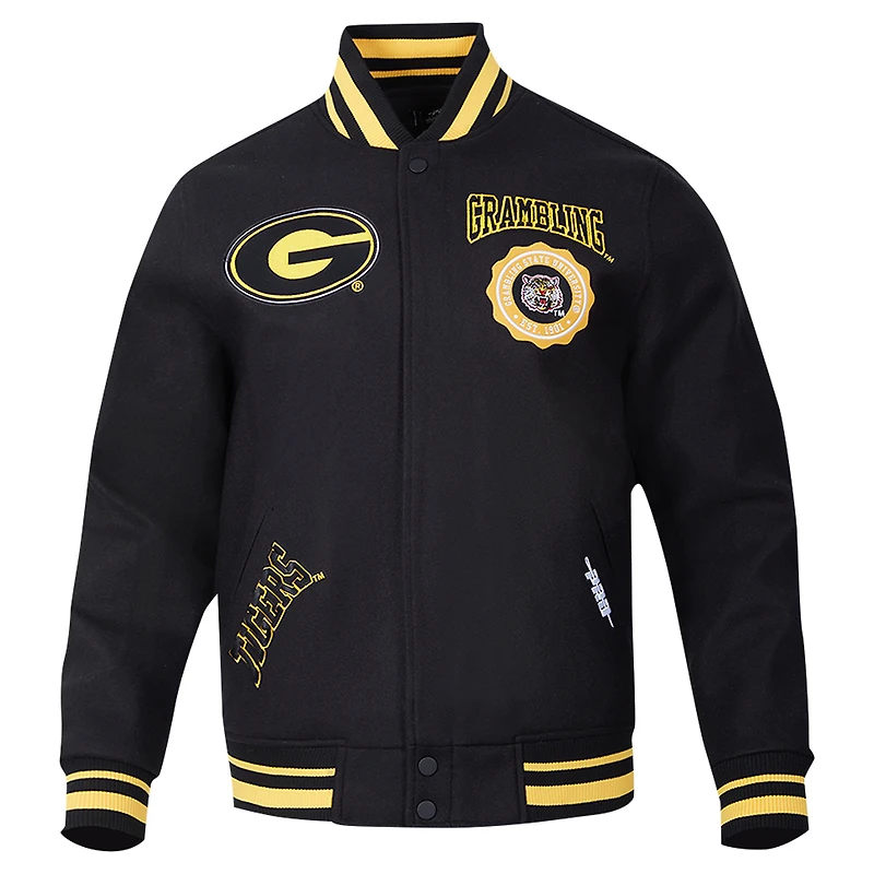 Men's Pro Standard Black Grambling Tigers Crest Wool Full-Zip Jacket